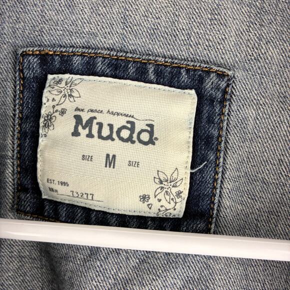 Mudd Y2K Denim Jacket Men's Medium Grunge Distressed Blue Jean 100% Cotton 2020 - Picture 7 of 10